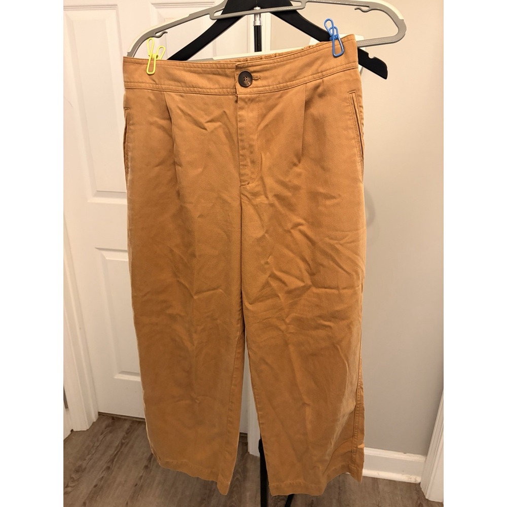 Zara Wide Leg Trousers Med Mustard Pleated Culottes Fall Transition Minimalist